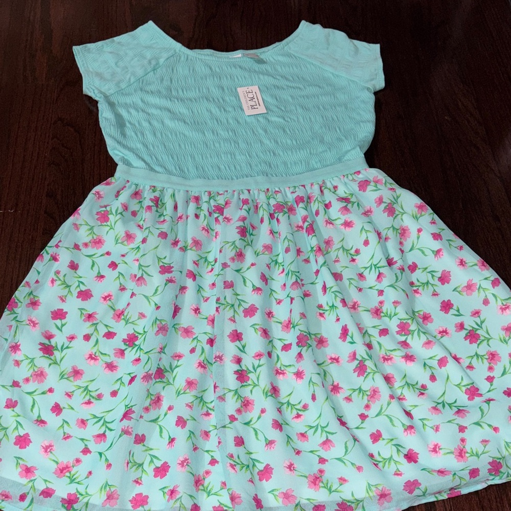 NWT:: The Children’s Place turquoise and Pink Floral Kids Dress